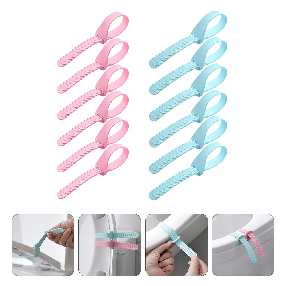 12 Pcs Toilet Lid Lifter Bathroom Accessories Supplies Cover Handle Closestool Silica Gel Anti-Dirt Seat Child Accessory