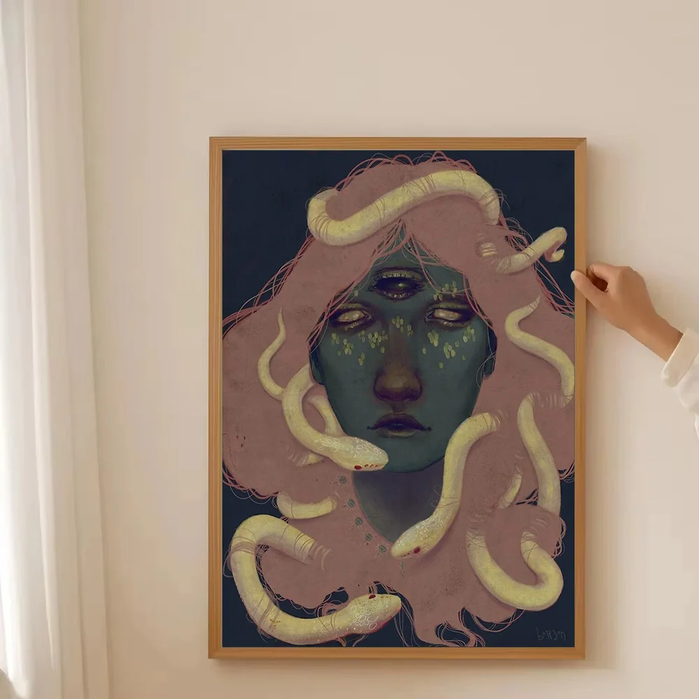 باطني الثعبان آلهة قماش جدار الفن القوطية الخيال ديكور ساحر الظلام ديكور فني للمنزل هدية فريدة من نوعها مخلوق باطني اللوحة #3