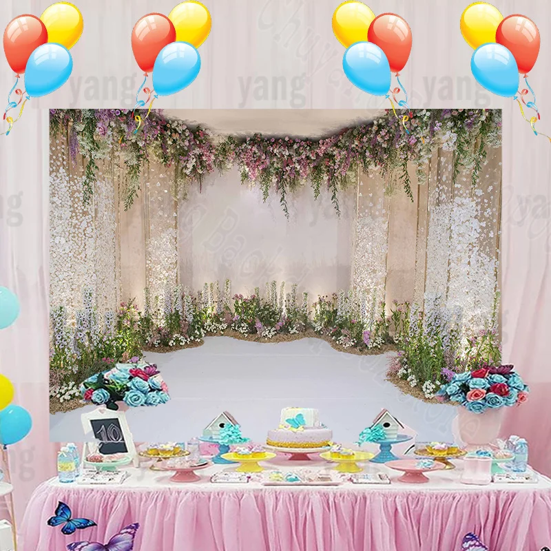 Benutzerdefinierte Künstliche Romantische Schöne Valentinstag Blume Wand Hintergrund Paare Hochzeit Party Foto Hintergründe Dekoration
