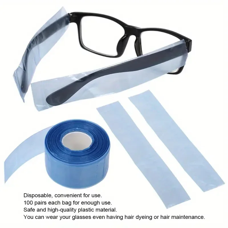 200pcs Disposable Eyeglasses Leg Sleeves Covers Hairdressing DIY Barber Hair Coloring Protector Anti-Staining Tools