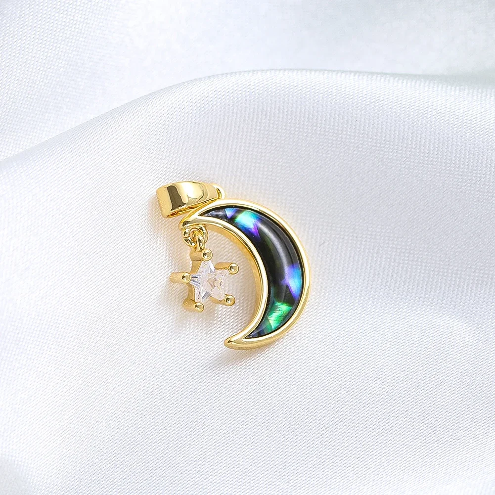 Gold-plated Abalone Shellfish Starry Sky Pattern Moon Pendant Necklace Bracelet DIY Jewelry Accessories Room Decor Aesthetic