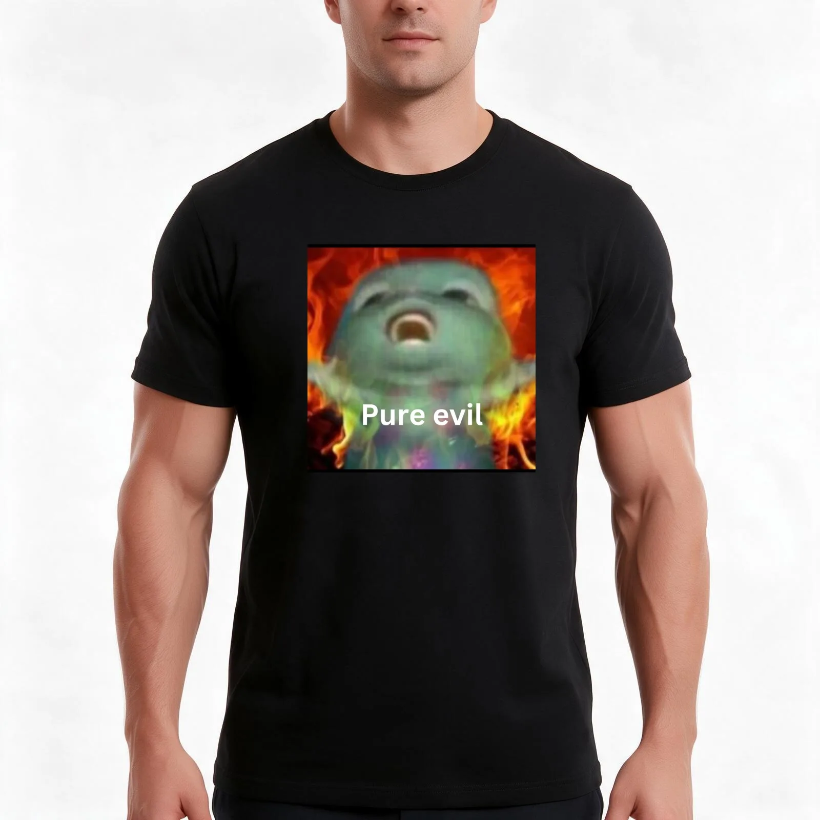 Bibble Pure evil meme T-Shirt, Summer Casual Cotton Tee, Oversized Streetwear Tops, Vintage Graphic Print, Unisex Men Women