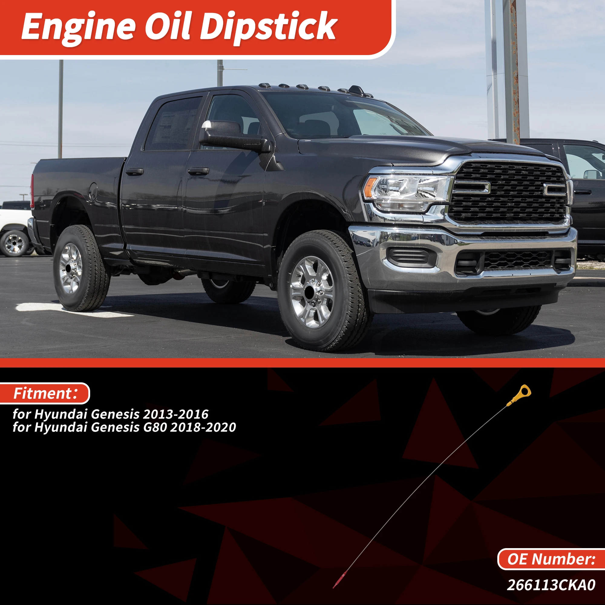 UXCELL Oil Dipstick Oil Level Dip Stick No.266113CKA0 for Hyundai for Genesis 2013-2016