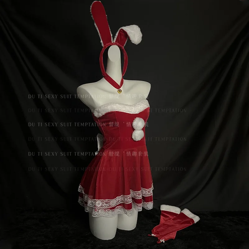 Winter Pure Desire Wind Christmas Rabbit Girl Cosplay Uniform Cute Velvet Dress Stage Performance Costume Female Sexy Dress