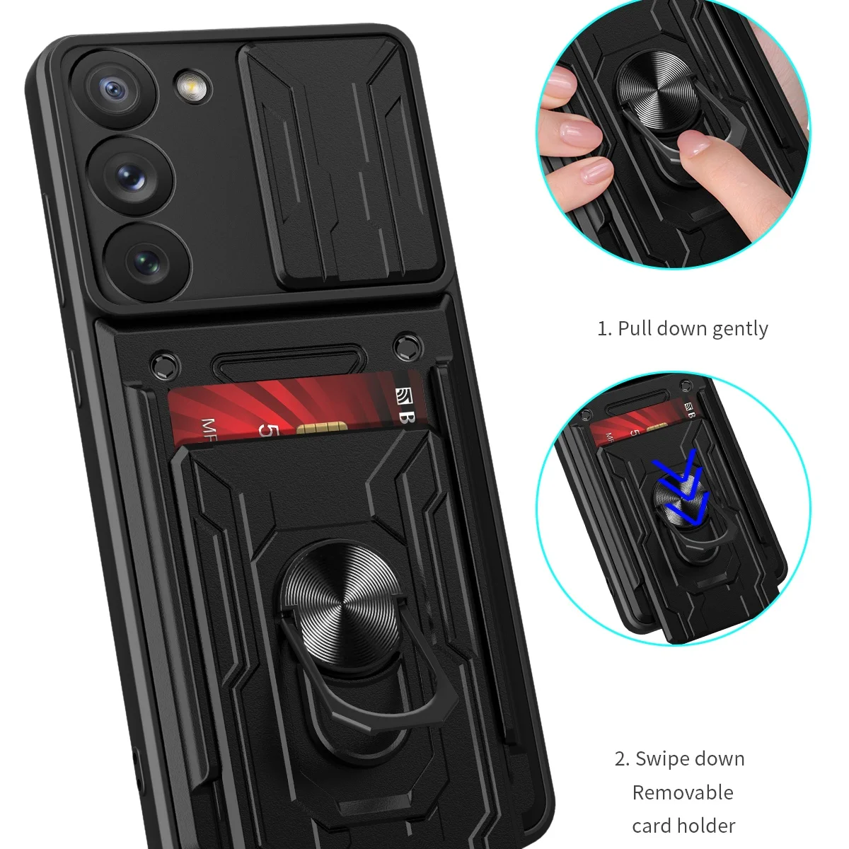 For Samsung Galaxy S20 FE Case Samsung S20FE Case Rugged Armor Magnetic Bracket card storage Case Slide Camera Protection Cover