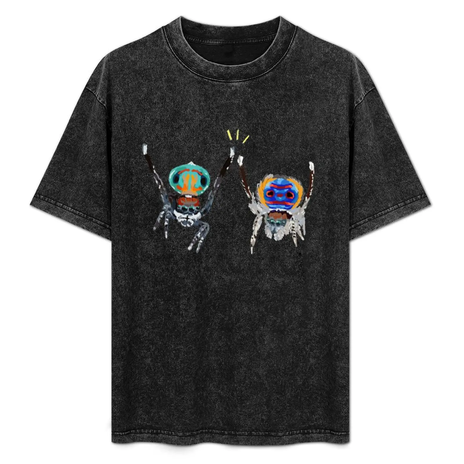 

Colourful cute peacock jumping spiders T-Shirt Big Size Short Sleeve Casual Top