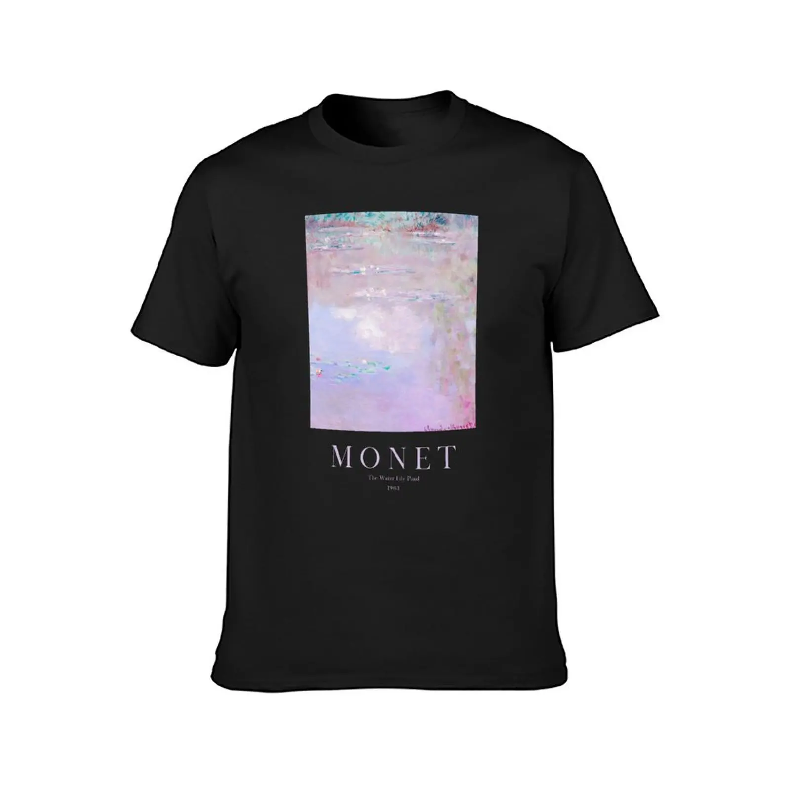 The Water Lily Pond by Claude Monet, Pink Lavender Color T-Shirt funnys animal prinfor boys mens big and tall t shirts