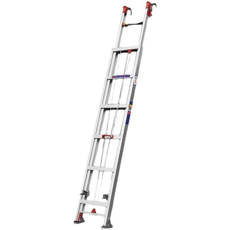 Telescopische technische ladder draagbare 6 8 hefladder 10 meter lange ladder met haak verdikte aluminium zolderladder