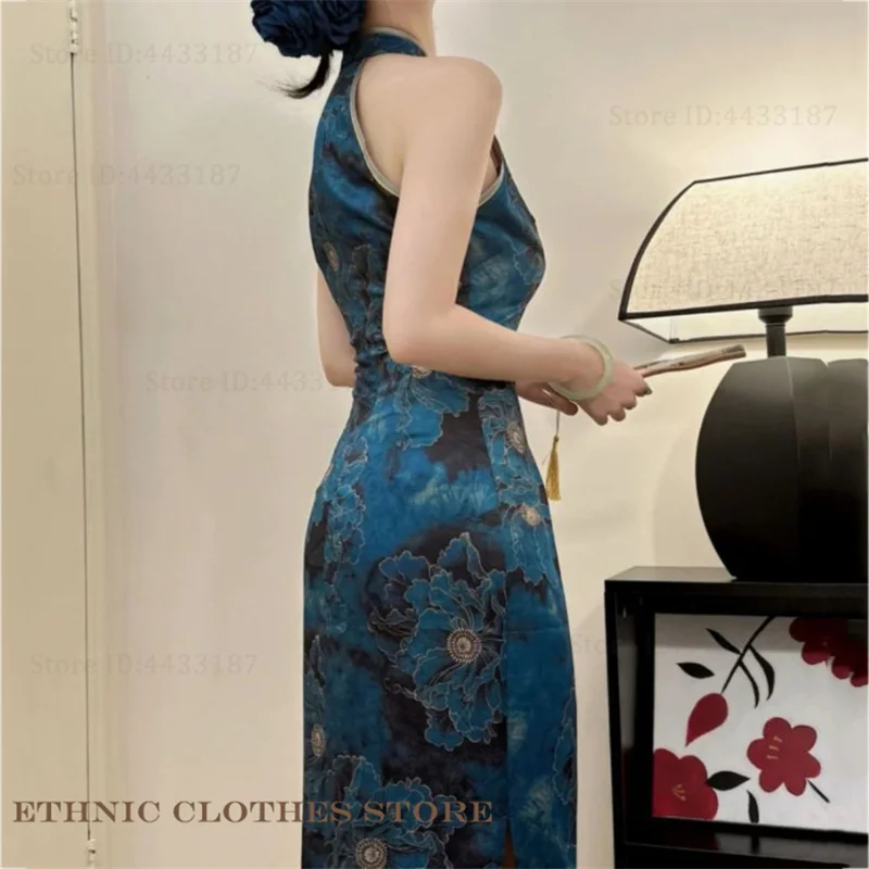 New Chinese Style Qipao Women Off Shoulder Cheongsams Sexy Improved Chinese Dress Long Female Vestidos Vintage Classic Dresses