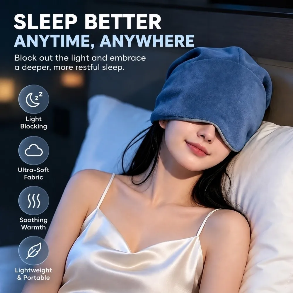 2 in 1 Weighted Sleep Cap Double Sided Micro Gravity Bead Blackout Sleep Cap Light Blocking Windproof Weighted Eye Mask Hat