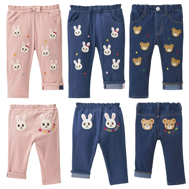 Autumn New Children Trousers Cartoon Bear Rabbit Embroidered Casual Pant Jeans Boys Pants Baby Girl Clothes Pantalones