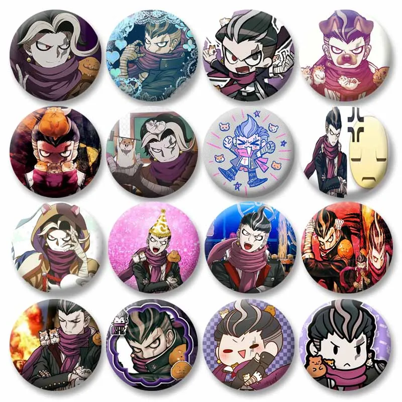 Danganronpa Gundham Tanaka Badges Anime Game Character Lapel Pin Round Brooch for Backpack Collar Decor Jewelry Gift for Friends