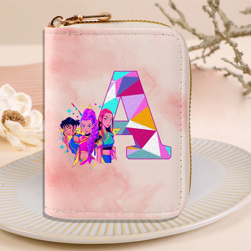 Move K-Pop Demon Hunters Tie Dye Portafoglio stampato Ragazze Lettera AZ Carta con cerniera Borse portaoggetti per soldi Moda Cartoon Donna Regali rosa