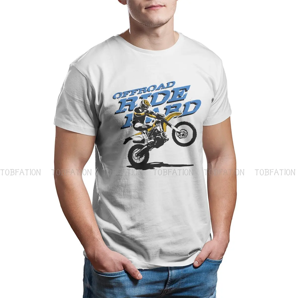 Offroad Biker  Hipster TShirts Enduro Cross Motorcycle Racing Men Graphic Pure Cotton Tops T Shirt O Neck Oversized