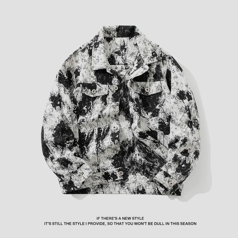 

Spring Autumn Outdoor Leisure Trendy Loose and Comfortable Hong Kong style Embroidered Jacket for Men's Fashion Denim Jacket