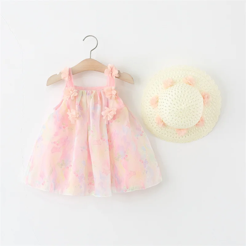 2 قطعة/المجموعة الوليد الصيف الملونة الزي طفلة فستان زهرة المعمودية حفلة عيد ميلاد الأميرة فساتين السهرة ملابس الأطفال #2