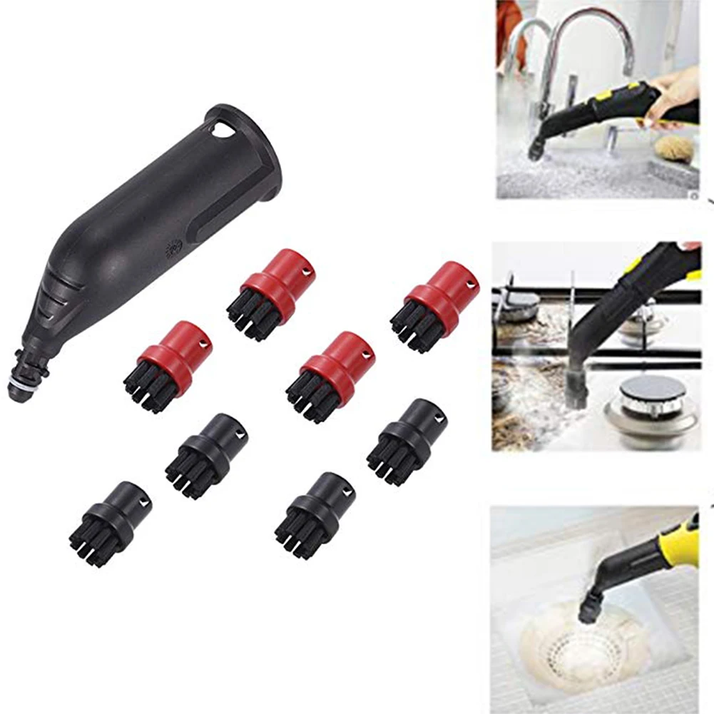 8Pcs Round Brushes & 1Pc Nozzle For Karcher SC1 SC2 SC3 SC4 SC5 Steam Cleaner Household Steam Cleaner Replacement Spare Parts image 2