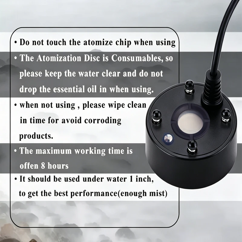 1 Stück 5V USB Nebelerzeuger Vernebler Wasserbrunnen Aquarium Teich Zerstäuberkopf mit 4 LED-Farblichtern – Detail 4