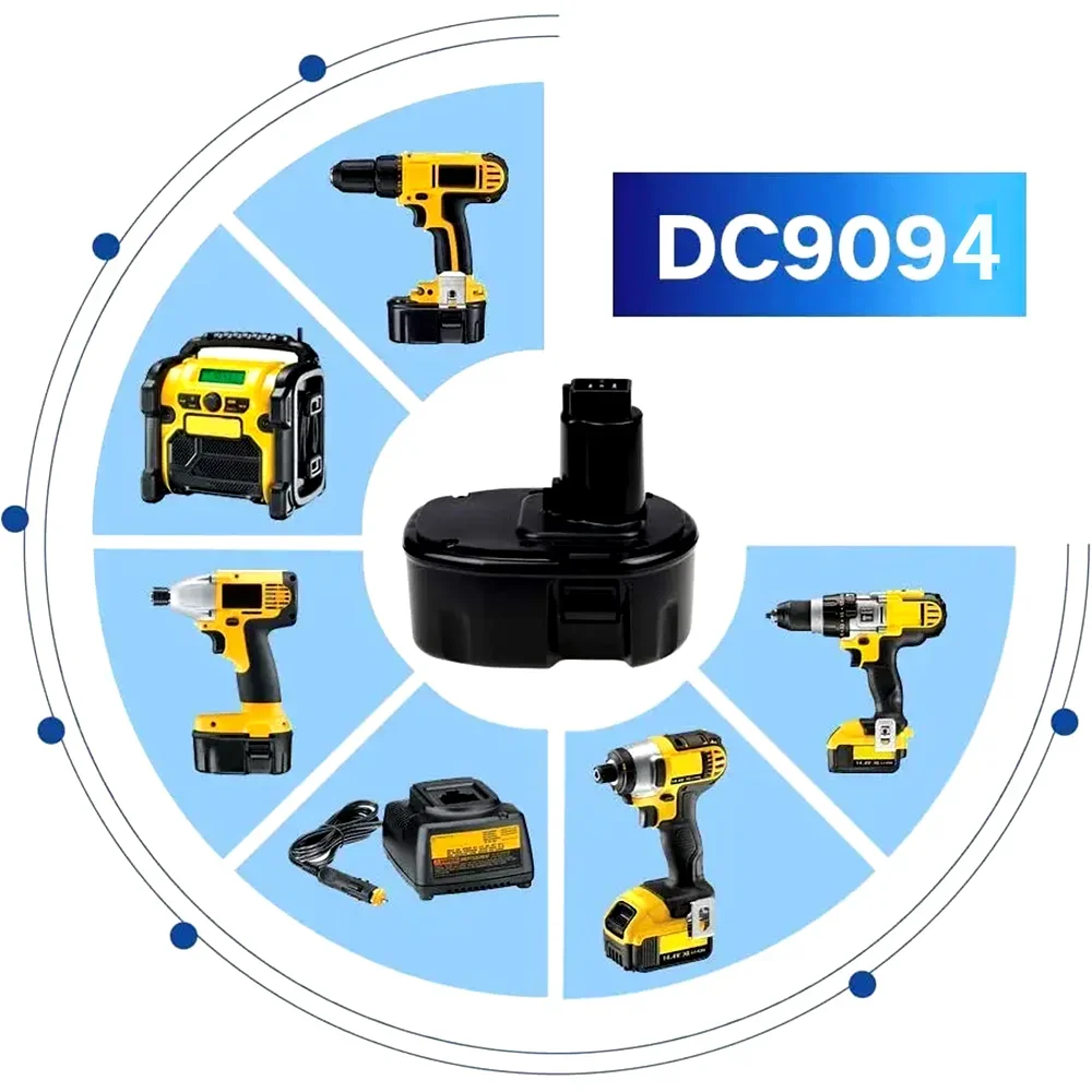 Para dewalt 12800mah 14.4v ni-mh bateria de substituição 14.4v xrp dc9091 dc9094 dw9091 de9091 de9092 14.4 volts ferramentas elétricas sem fio