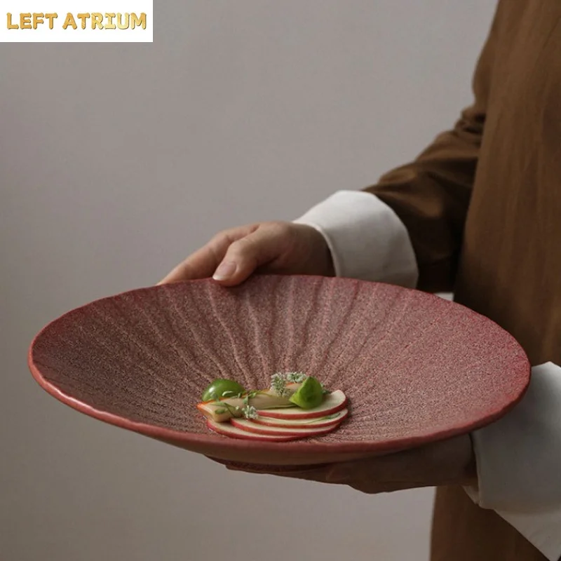 Wabi Sabi Style Ceramic Circular Creative Cold Dishes Niche Highend Dishes Hotel Restaurants Wholesale for Home Use