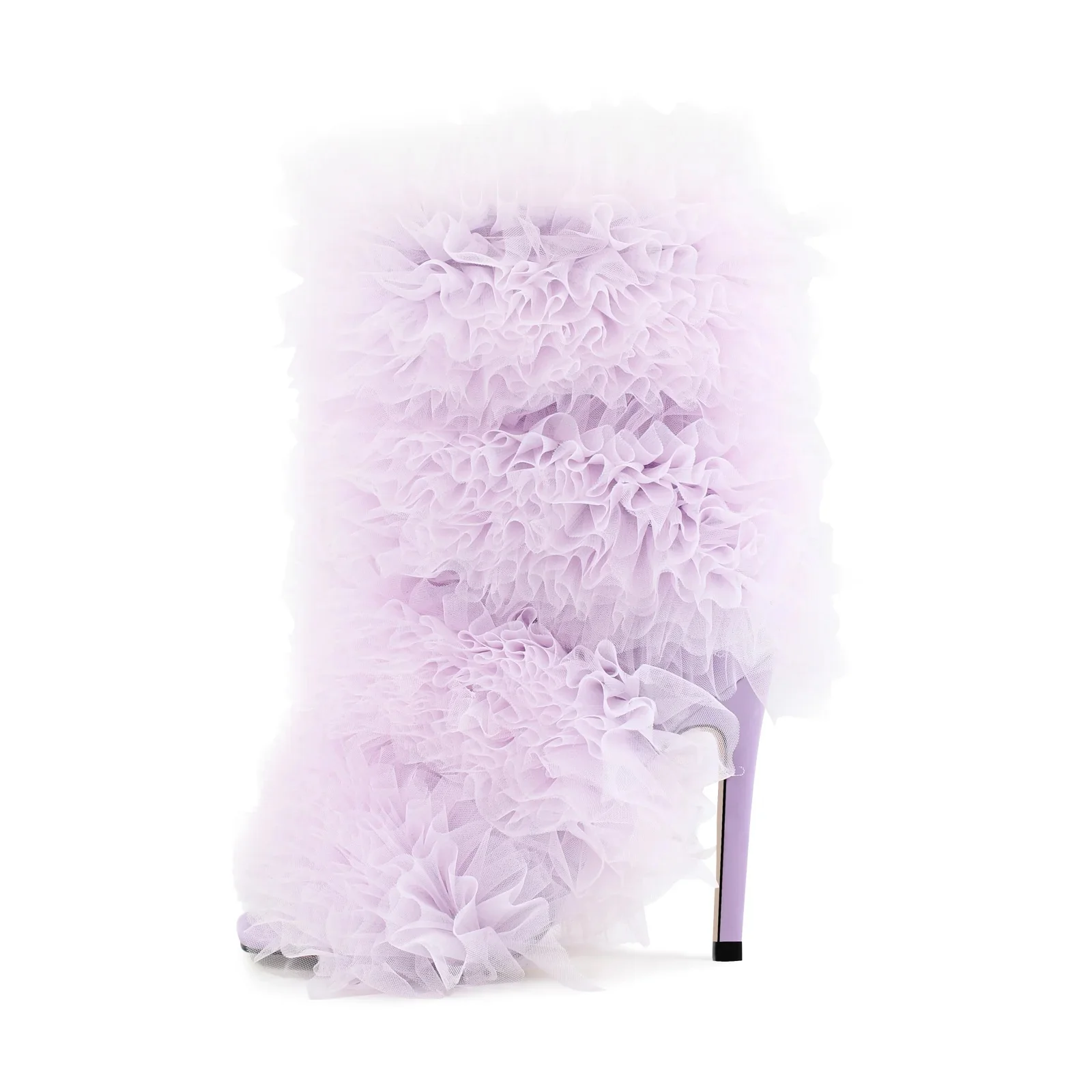 

2026 Peep Toe Purple Lace Ankle Boots Stiletto Heels Handmade Floral Pointed Toe Sweet Women Summer Sexy Unique Party Dress Shoe