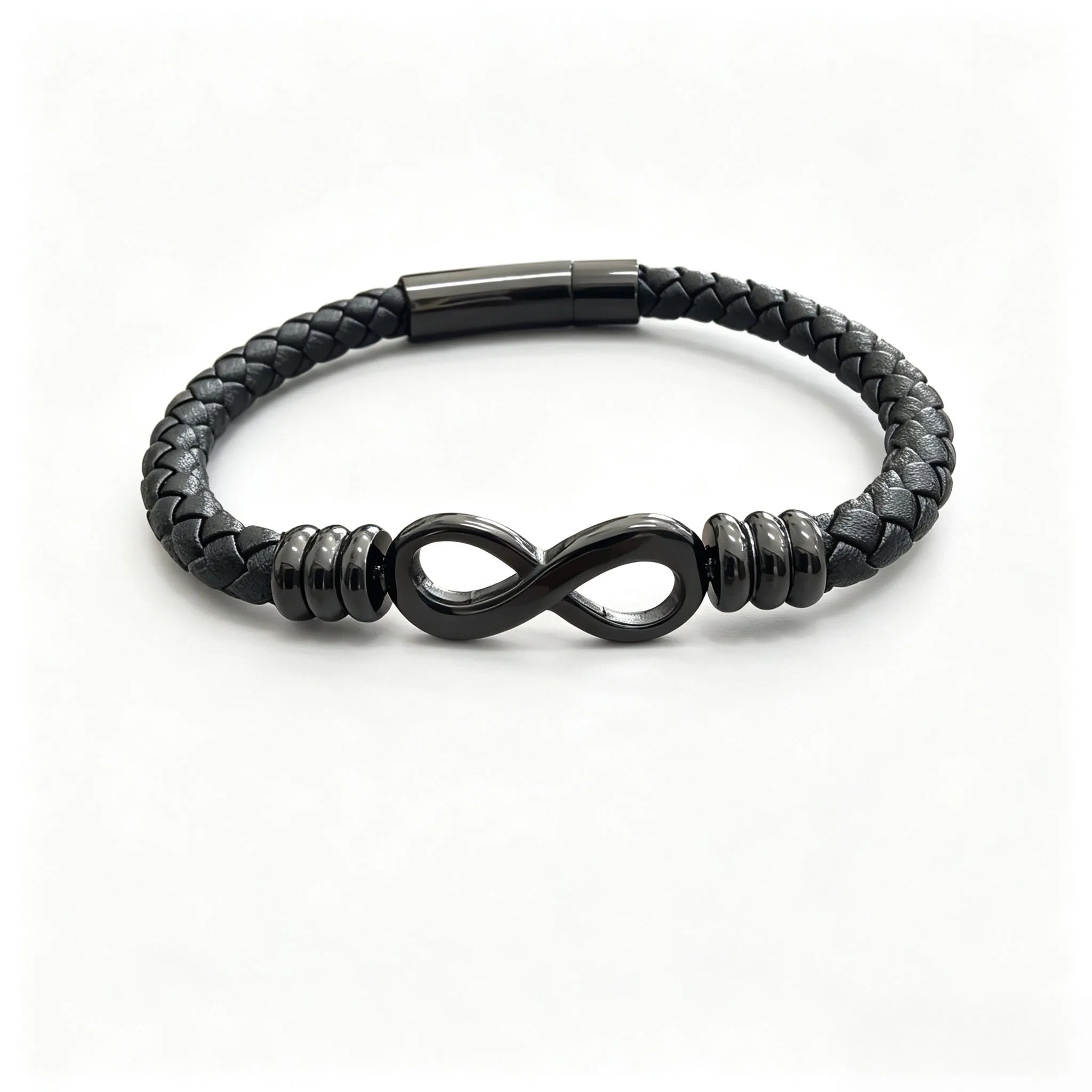 Simplicity and luxury, infinite knot woven leather rope bracelet, stainless steel for long-term wear, not easy to rust bracelet