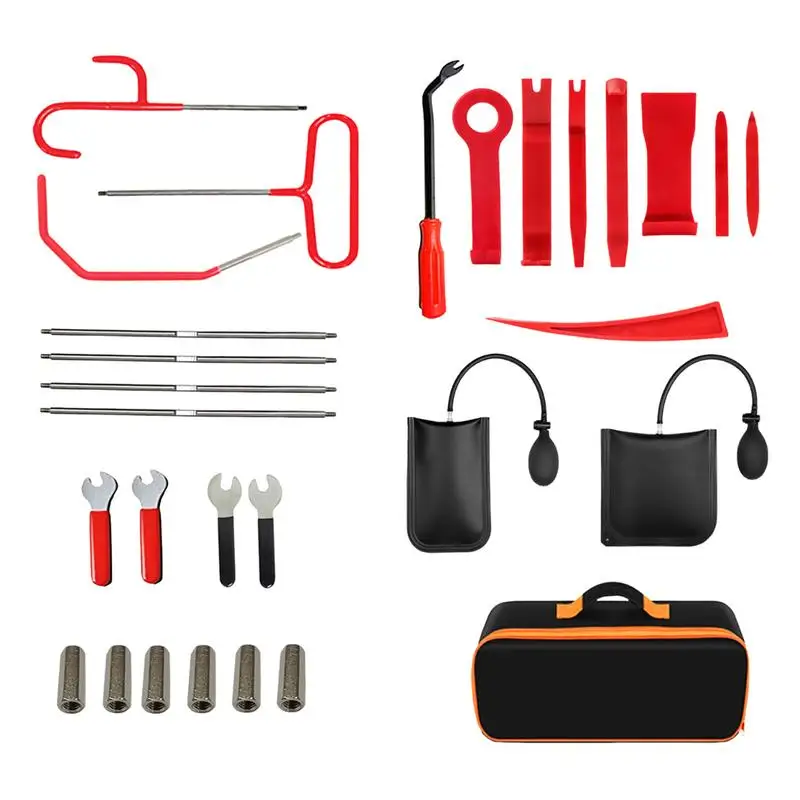 29 Pcs / Set Car Door Repair Tool Long Distance Pull Hook J-Hook Tool Auto Door Repair Air Cushion Emergency Open Unlock Tools