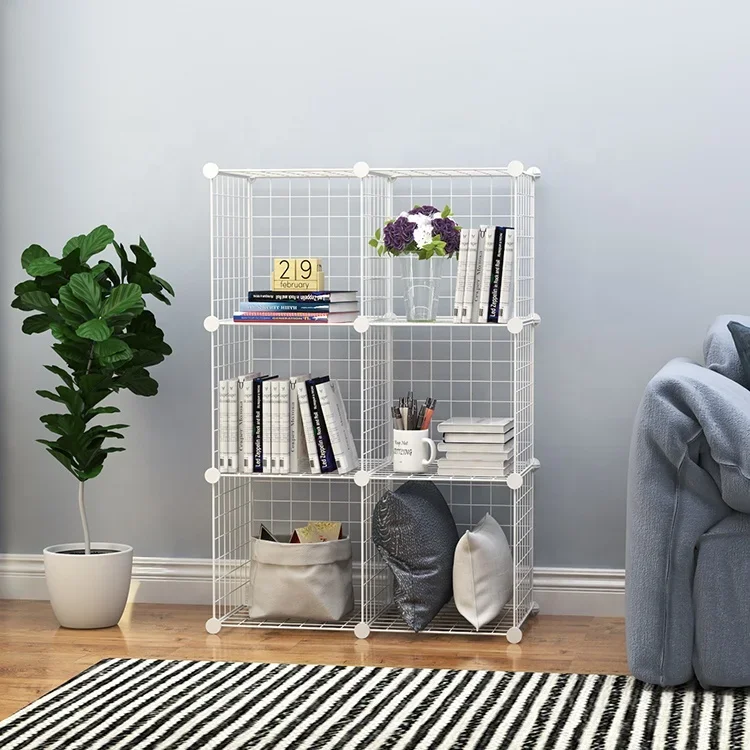 6-kostkowa siatka druciana półka do przechowywania kostki modułowa półka DIY metalowa siatka szafa organizator System regał szafka
