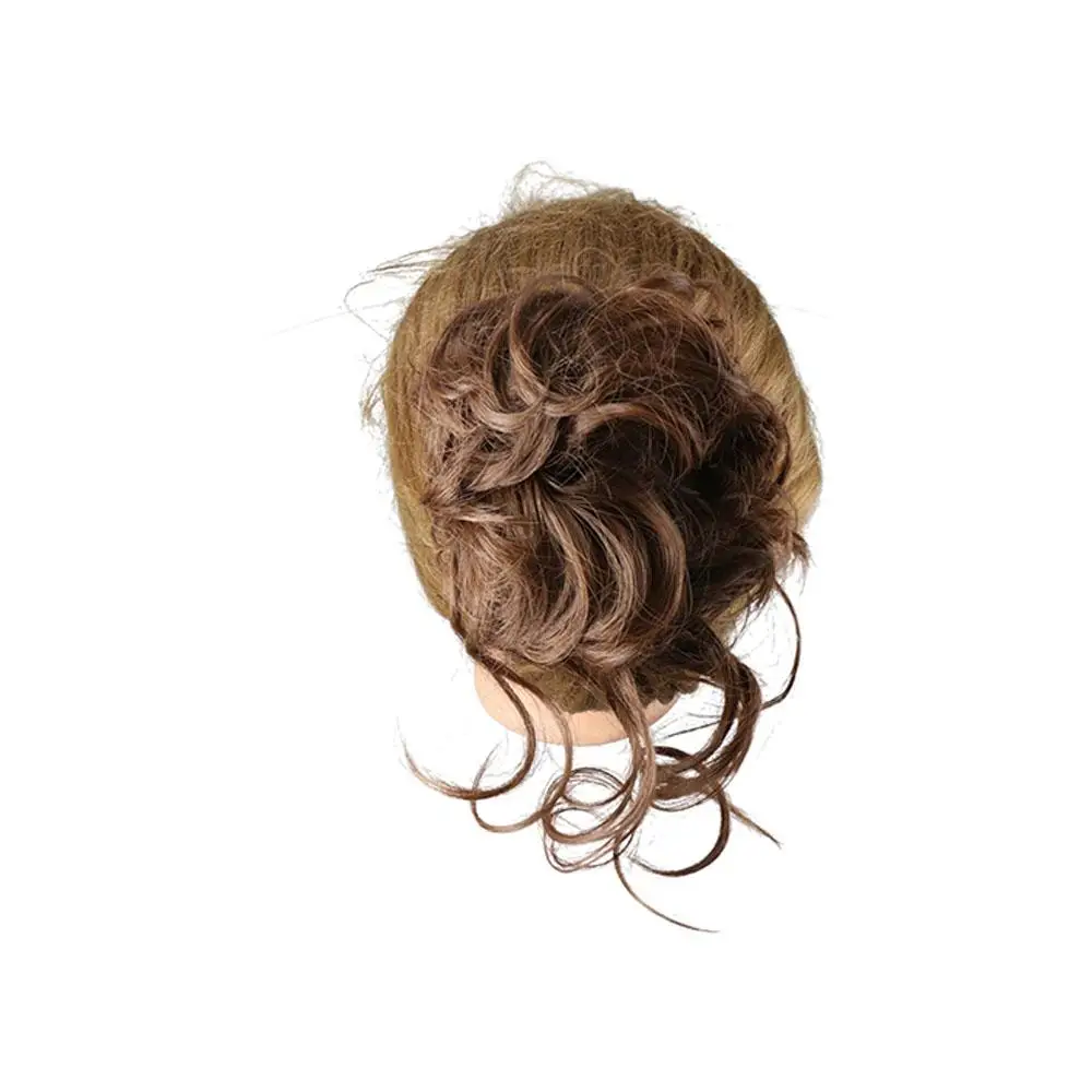 Brown Updo Hairpiece Female Women Clip in Messy Curly Hair Bun False Hair Pieces Synthetic Hair Bun Long Beard Chignon