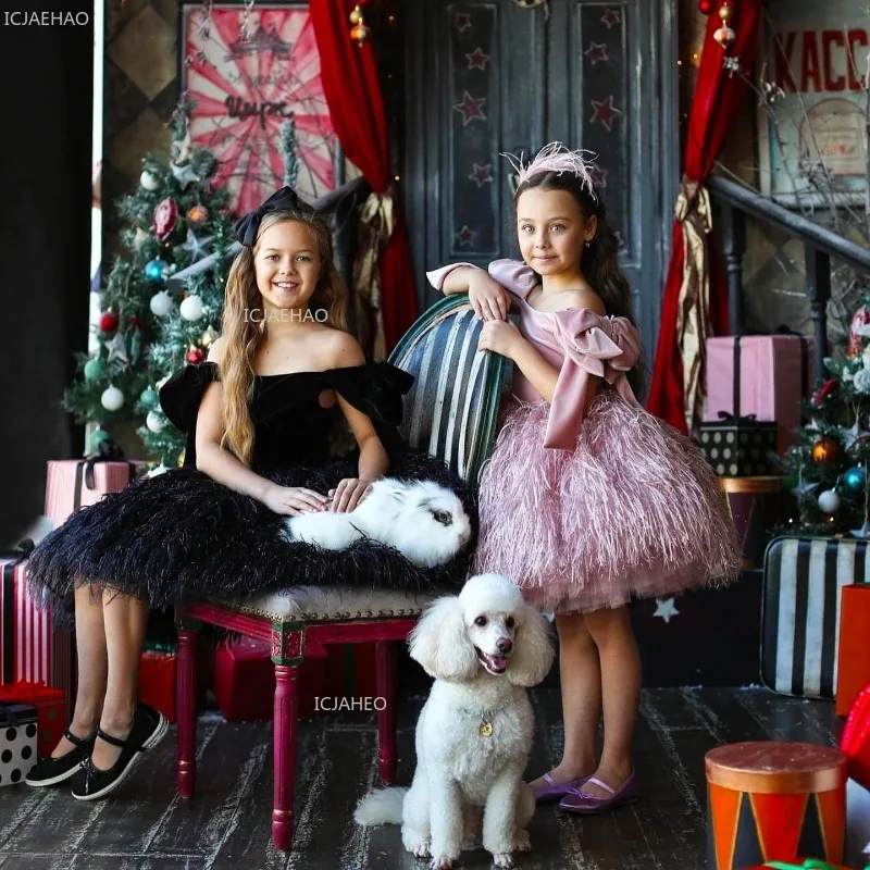 

New Kids Off Shoulder Princess Ball Gown Pageant Dress forFormal Wear Dresses Costume Piano Performance Model Children Elegant