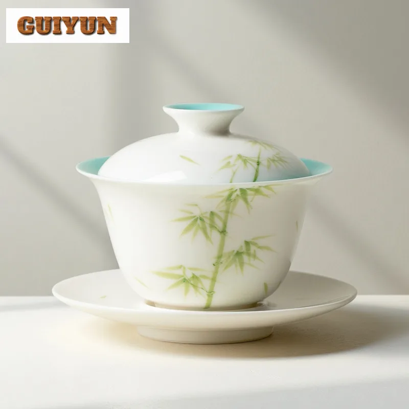 

130 мл ручная роспись бамбукового гаваньского традиционного чайного сустава, чайная чаша с крышкой, комплект чайника, крышка, чаша, набор, принадлежности, украшения