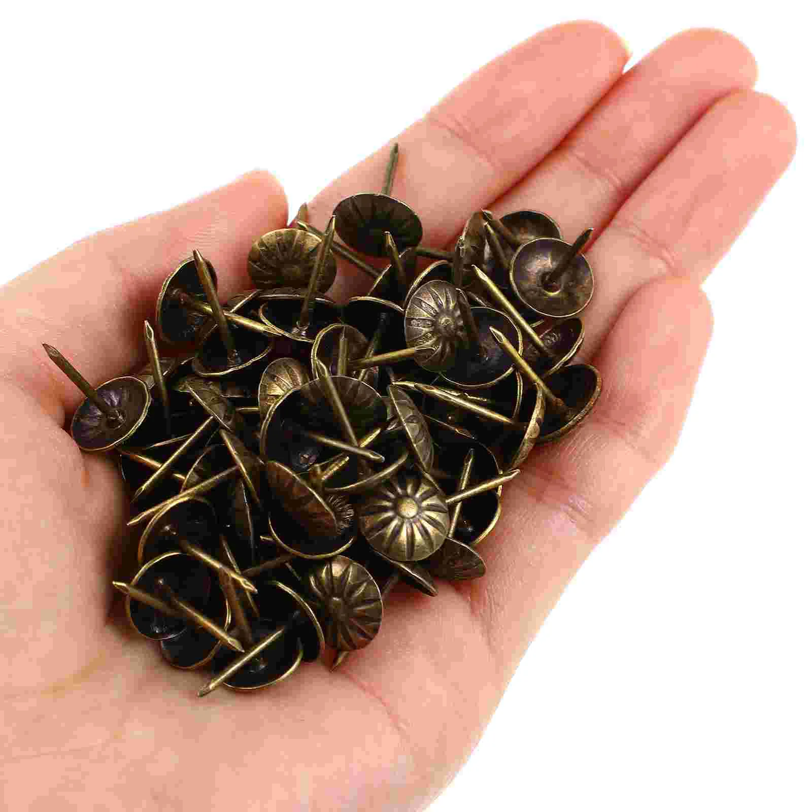 100 Pcs Thumbtack Chrysanthemum Bubble Nail Vintage Decor Upholstery for Furniture Iron Decorative Nails Mother