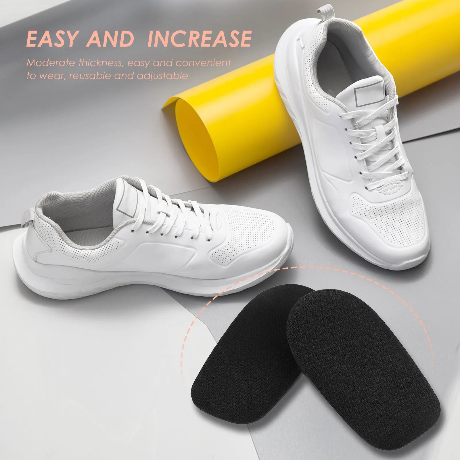 

1Pair Silicone Height Increase Insole Invisible Heel Lift Cushion Breathable Sweat Absorbing Shock Absorbing Comfortable