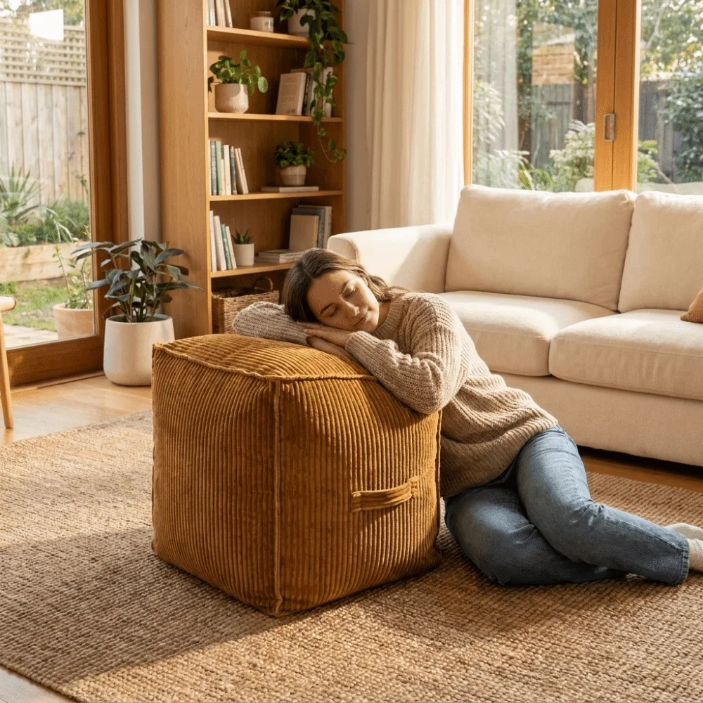 Tatami Cover No Filling Seat Cushion Cover Large Capacity Japanese Style Storage Bag with Handle Soft Sofa Stool Cover Bedroom