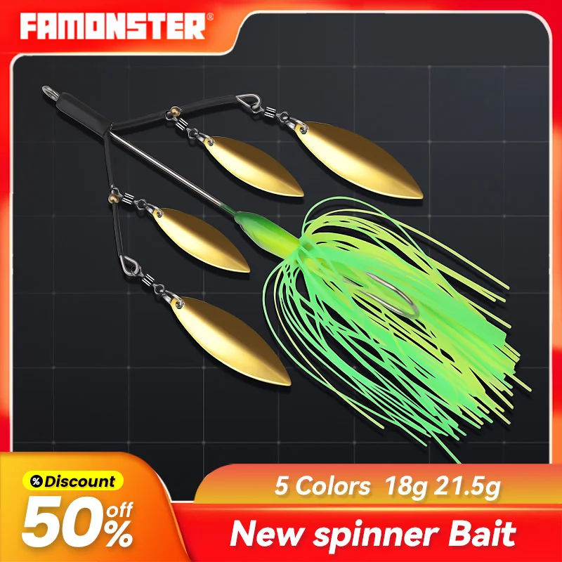 

Famonster 18g 21.5g spinner bait jig Rubber skirt Chatter bait fishing lure chatterbait Wobblers For Bass Fishing Bass Tackle