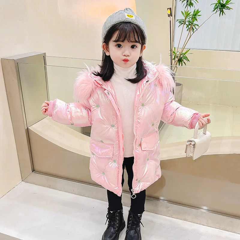 Girls' Winter New Thick Coat, Children's Cotton Clothes, Girls' Winter Style, Western Style, No Wash Crown Colorful Cotton Cloth