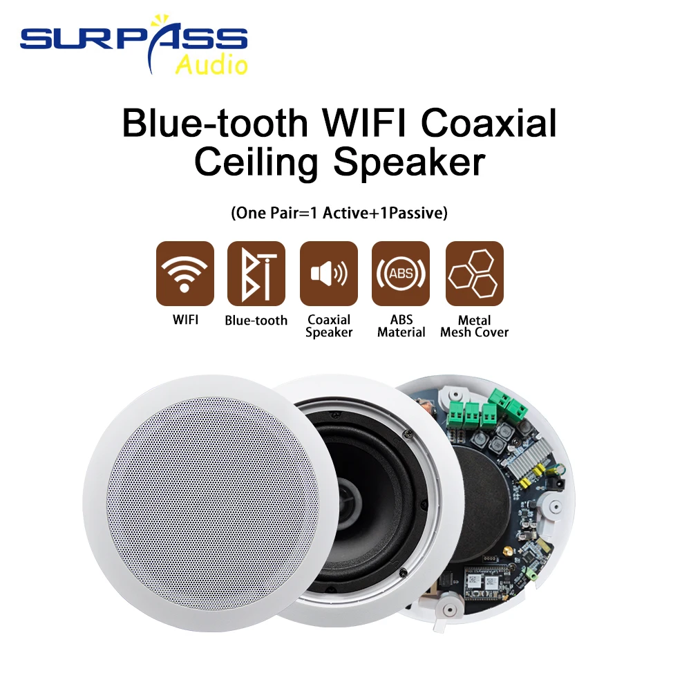 

WIFI Active and Passive Ceiling Speaker Subwoofer Coaxial Wired Speaker Bluetooth-compatible In Pair Home Hotel Use App Control
