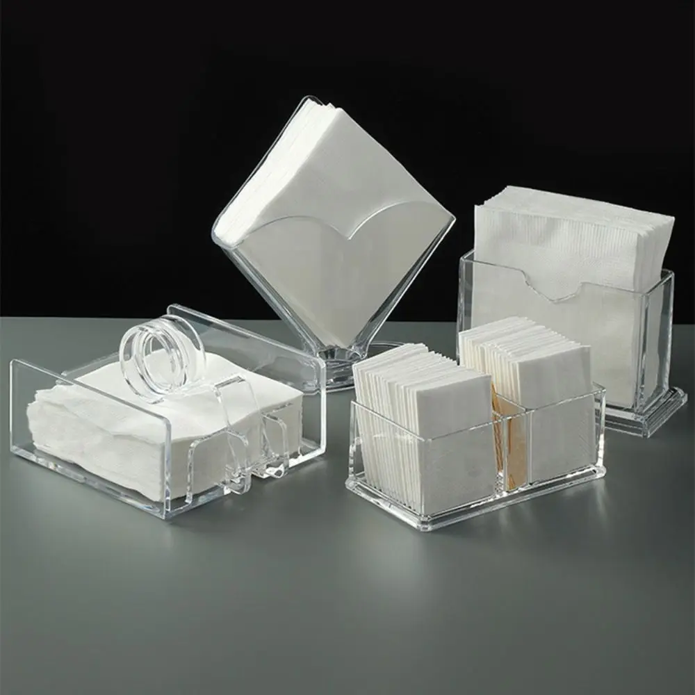 

Fashion Transparent Acrylic Napkin Holder Sturdy Desktop Upright Tissue Box Vertical Paper Towel Box Restaurant Napkin Box