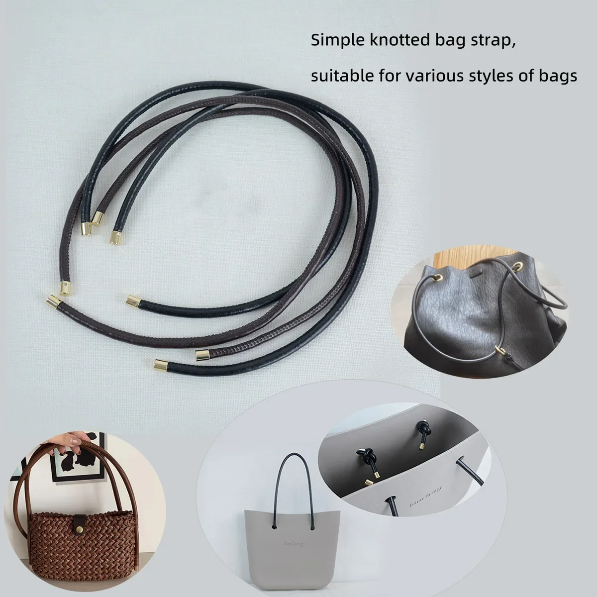 2023 PU Leather bag strap belt  Handmade DIY round knot Rope Cord Thread for obag belt Shoulder strap o bag Handle accessories