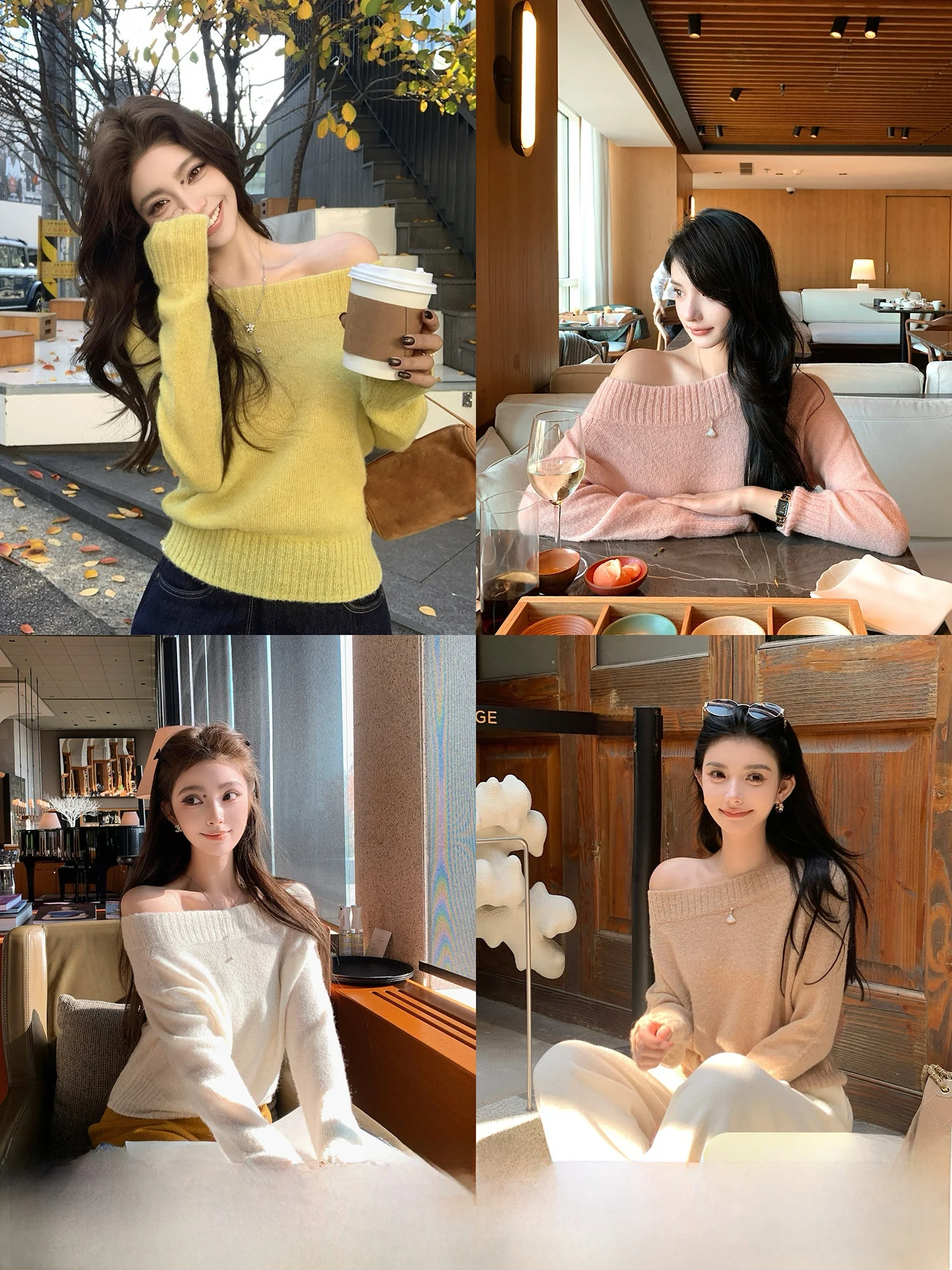 

High-Quali Camel Wool Knitted Sweater Women's Scented oulder Design Casual Sle Long Sve round Ne Regular Fit for G...