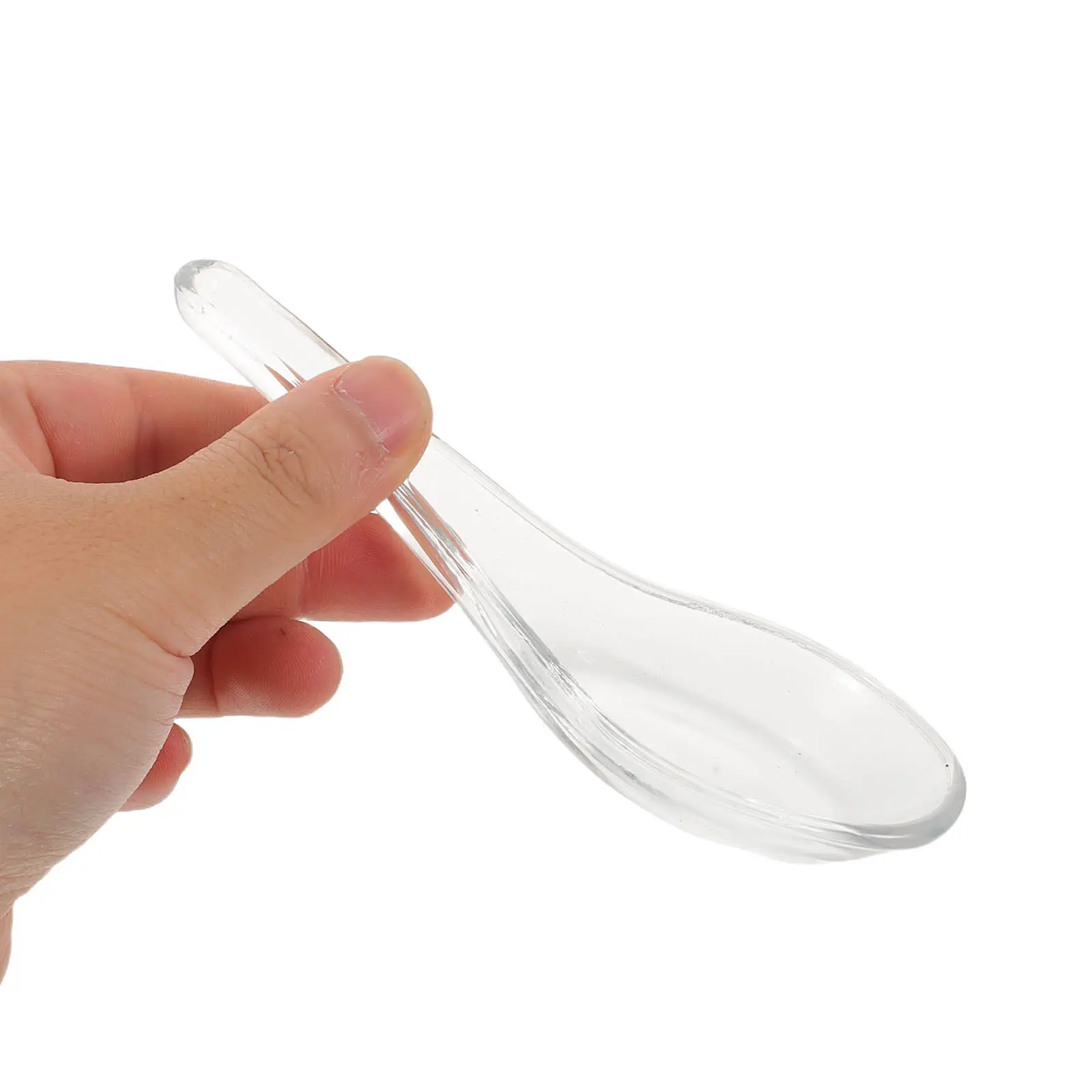 Juego de 3 cucharas de vidrio para postre, transparentes, reutilizables, para servir sopa, yogur, buffet, vajilla asiática, cocina