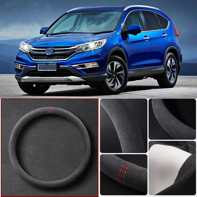 

Alcantara Anti-Slip Black Suede Leather Car Universal Steering Wheel Cover For Honda CR-V Car Accessories