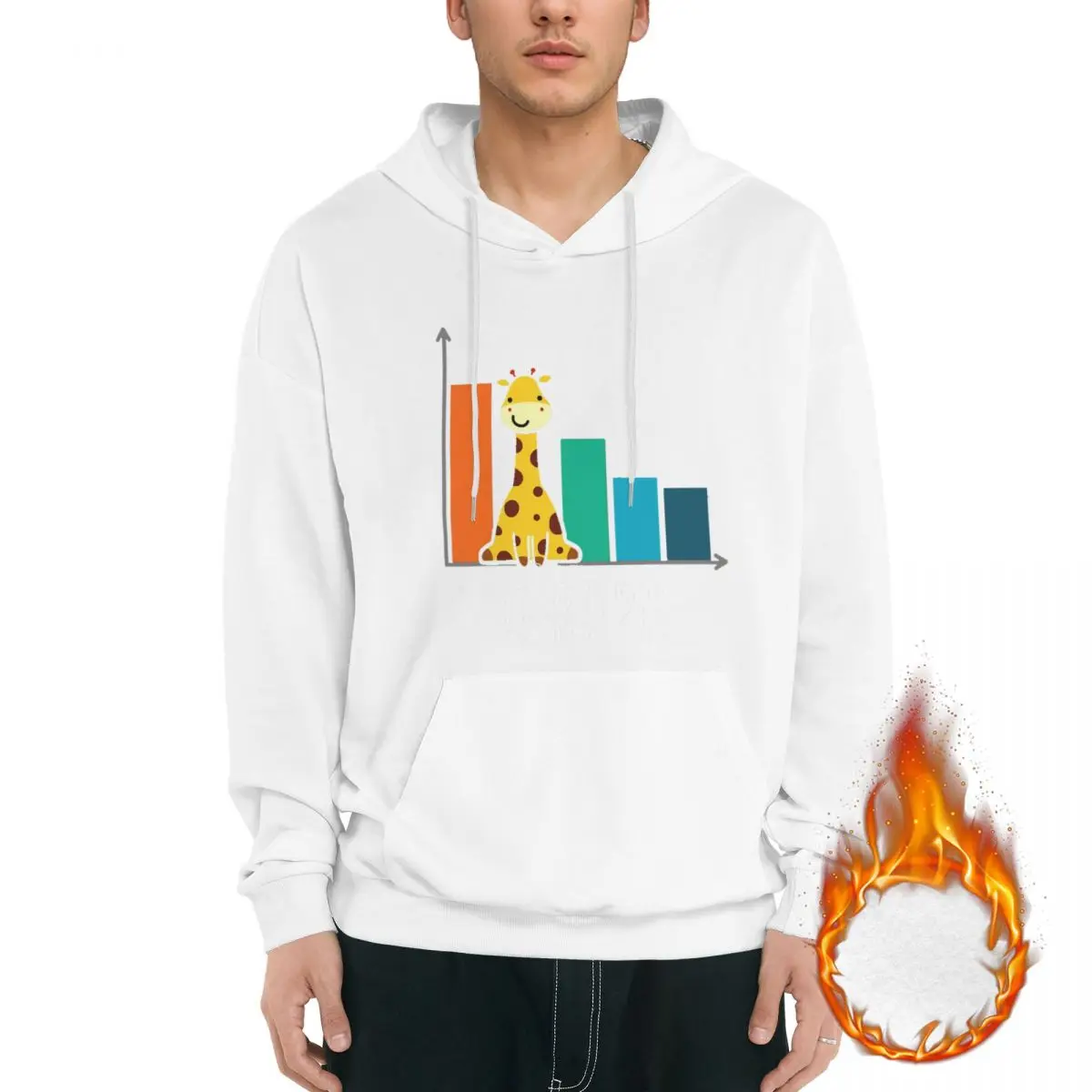 G-raph Funny Giraffe Graph Puns (Dark BG) Men's Fleece Hoodie White Long -sleeved Hoodie