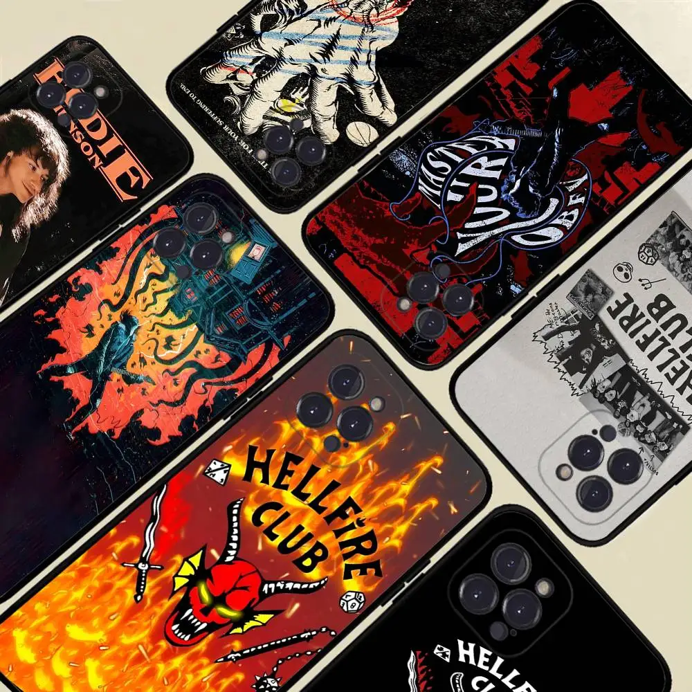 حافظة هاتف E-Eddie M-Munson لهاتف آيفون 17 16 15 14 13 12 11 Pro Max Plus غطاء أسود ناعم #4