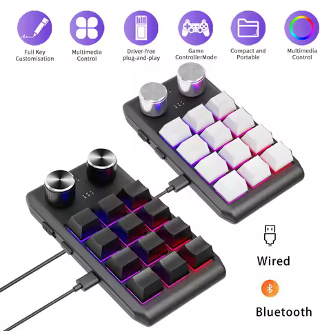 Bluetooth Programming Macro Custom Keyboard RGB 12 Keys 2 Knobs Copy Paste Photoshop Gaming Keypad Mechanical Hotswap Macropad
