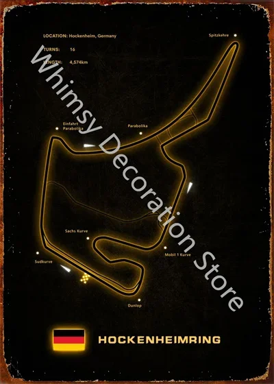 New Neon Vintage Racing Track Metal Poster F1 Competition Tin Sign Plaque Iron Plate Bar Club Man Cave Home Wall Decoration