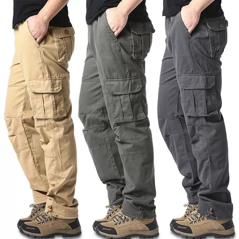 Tactical Cargo Pants Men Outdoor Large Pocket Loose Overalls Trousers Man Elastic Waist Casual Sports Jogging Pants