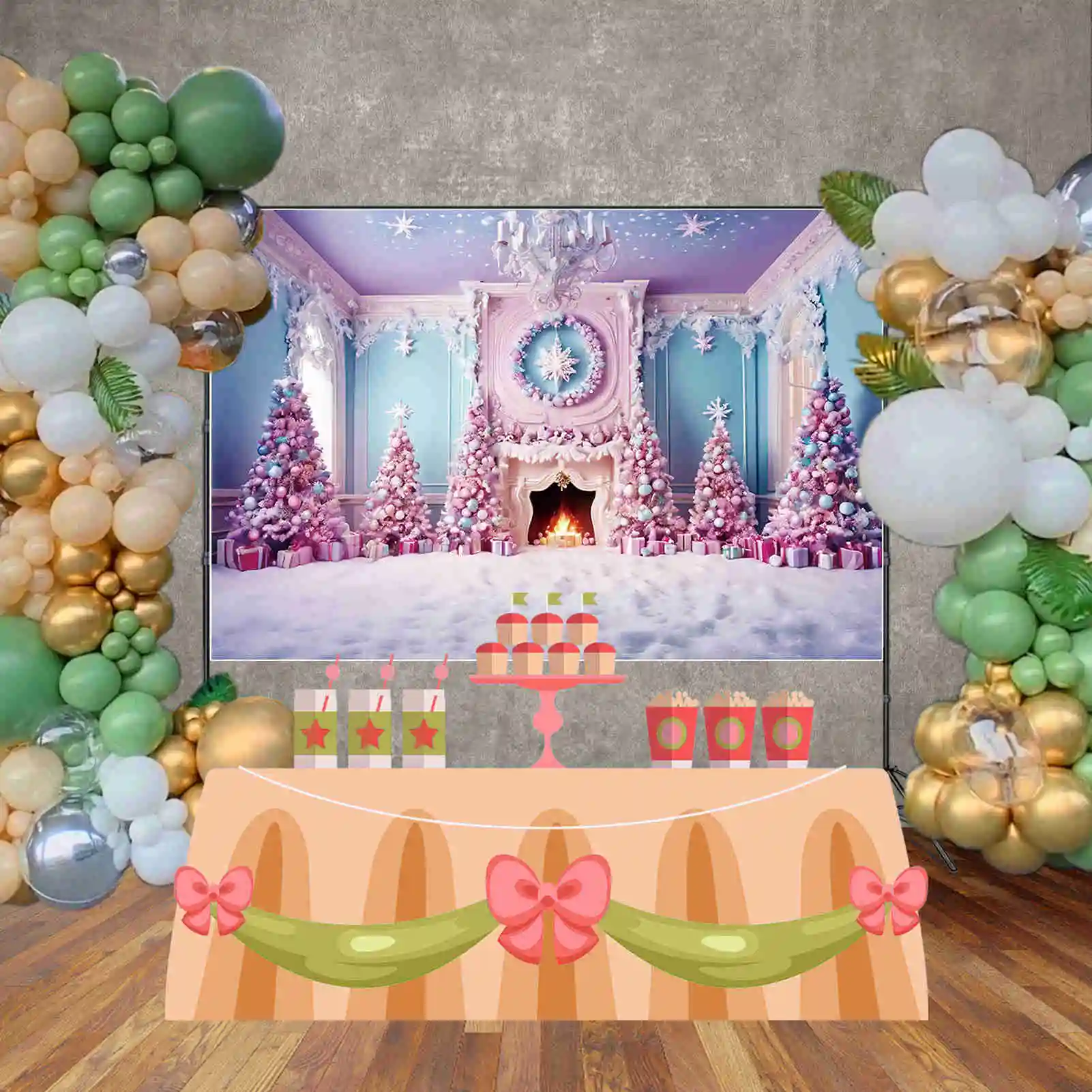 MOON.QG Purple Christmas Christmas Tree Background Children Frozen Ornamented Snow Tree Backdrops Party Photography Supplies