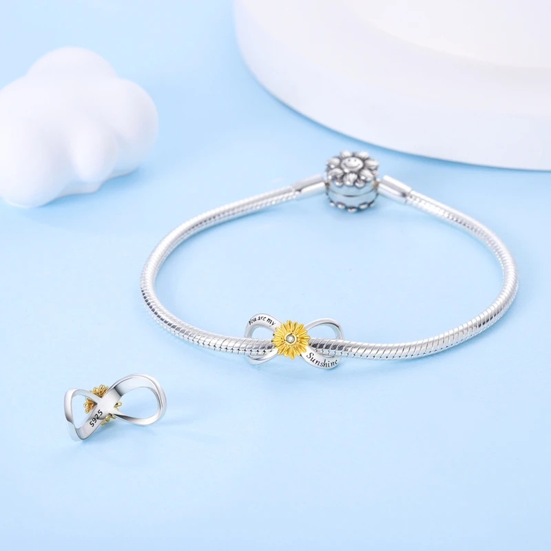 New 925 Sterling Silver Sunflower Eternal Charm Bead Fit 3mm Original Bracelet DIY Women Exquisite Anniversary Jewelry Gifts