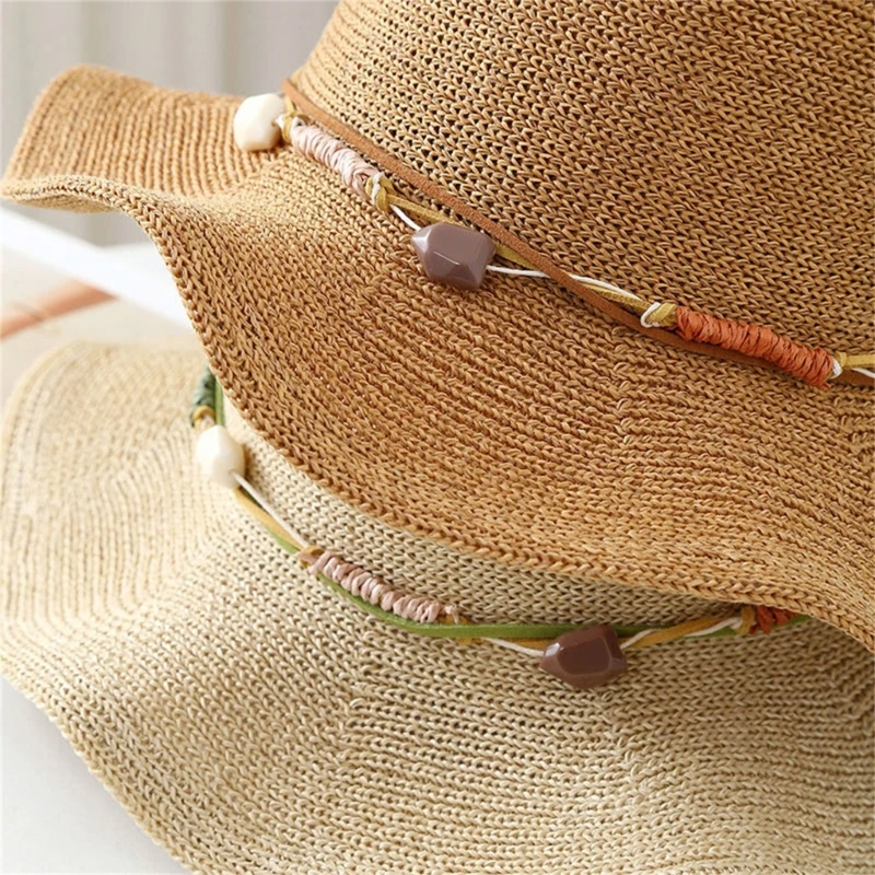 Elegant Round Top Straw Hat Ventilated Sun Hat Perfect For Seaside Resort Business Casual And Beach Vacation